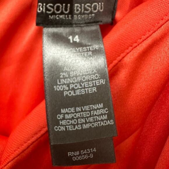 Bisou Bisou y2k Spaghetti Strap Red Coral Satin Bustier Party Dress Size 14 - Picture 3 of 13